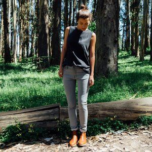 Doublewood Denim Women's light grey selvedge skinny jeans